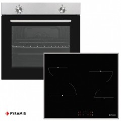 Pyramis PO78010008SIX + PHC61410IFB Φούρνος άνω Πάγκου 78lt με Κεραμικές Εστίες Π59.5εκ. Inox